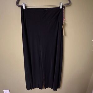 Petit Pois by Viviana Black Nylon Wide Leg‎ Palazzo Pants Size M $150 Inseam 28"